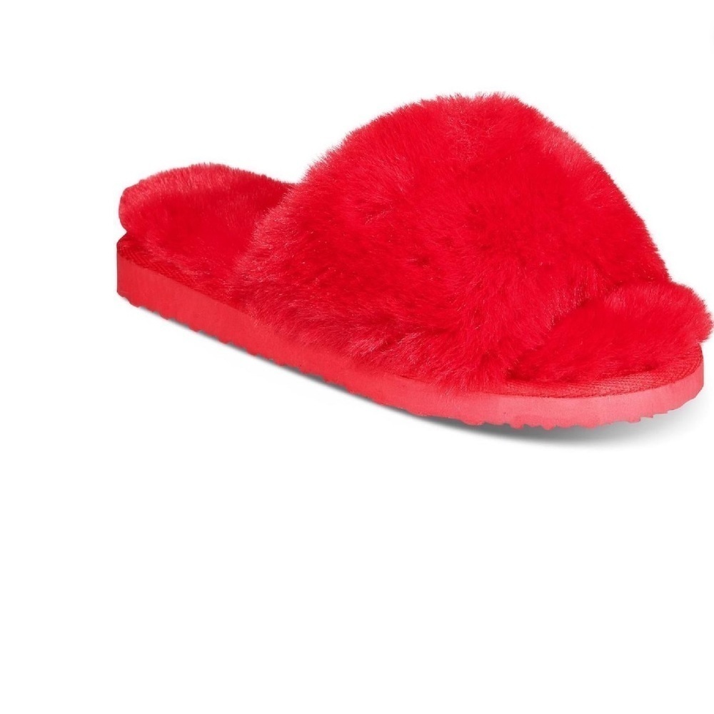 I.N.C International Concept Women yuri Red Fur Slipper New 5M